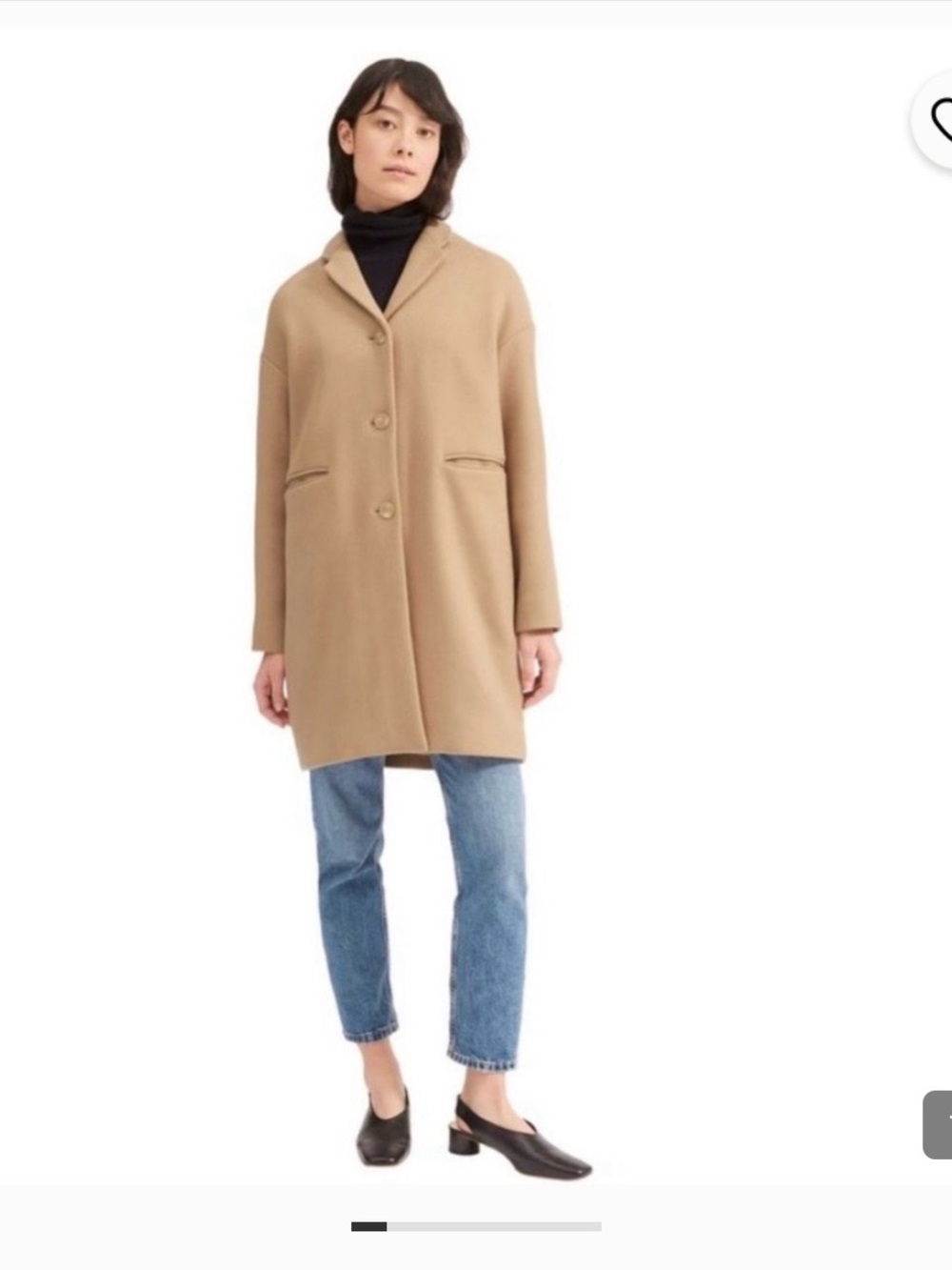 Everlane Camel Single-Breasted Wool Coat